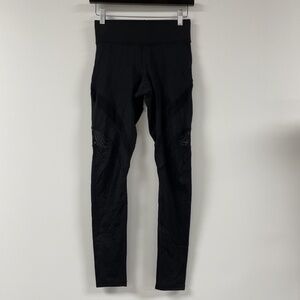 MICHI Black Inversion Mesh Insert Cut Out Skinny Athletic Work Out Leggings Pant